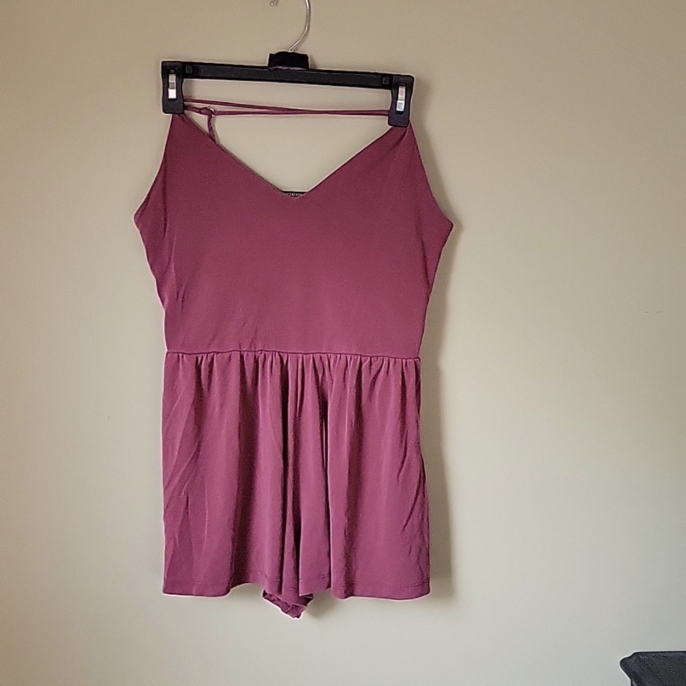 Forever 21 See Curated Box #1 maroon romper with crisscross back